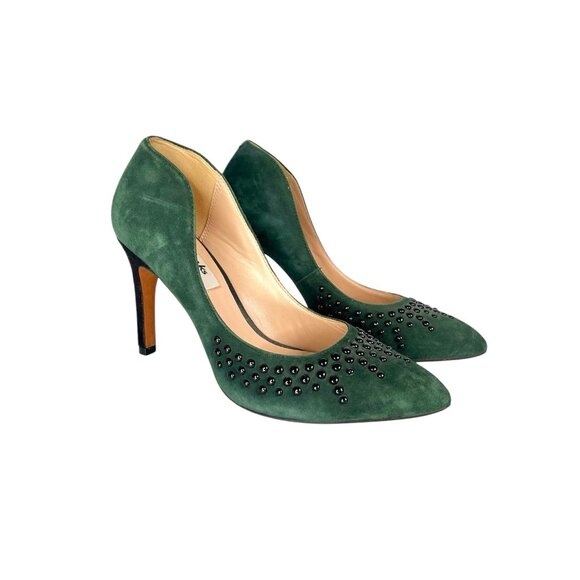 Clarks Shoes - CLARKS Narrative Women's Green Suede Leather Studded Heel Pumps 6M